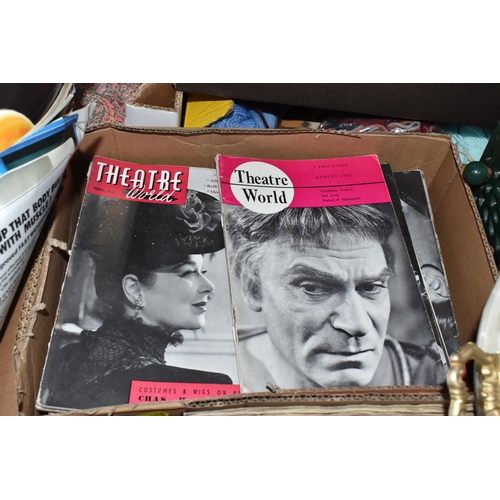 988 - FIVE BOXES OF VINTAGE MAGAZINES to include a large quantity of theatre magazines from the 1950s and ... 