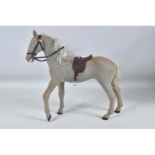 10 - A BOXED PEDIGREE SINDY HORSE, No.12S A4, early issue grey flock horse complete and in fairly good co... 