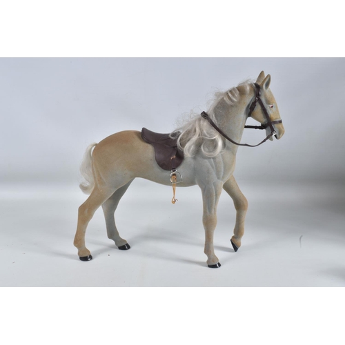 10 - A BOXED PEDIGREE SINDY HORSE, No.12S A4, early issue grey flock horse complete and in fairly good co... 