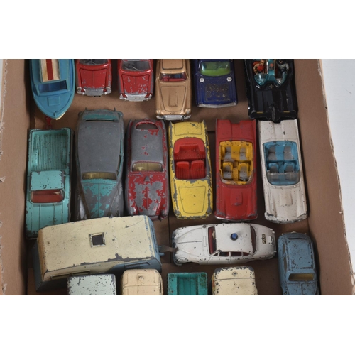 19 - A QUANTITY OF UNBOXED AND ASSORTED PLAYWORN DIECAST CAR AND VAN MODELS, majority are 1950's and 1960... 