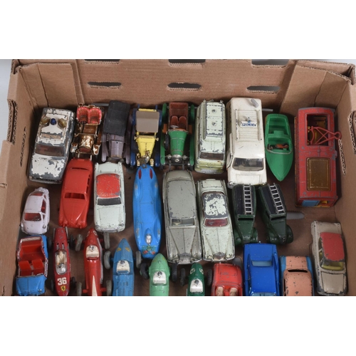 19 - A QUANTITY OF UNBOXED AND ASSORTED PLAYWORN DIECAST CAR AND VAN MODELS, majority are 1950's and 1960... 