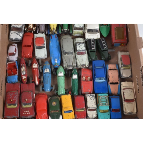 19 - A QUANTITY OF UNBOXED AND ASSORTED PLAYWORN DIECAST CAR AND VAN MODELS, majority are 1950's and 1960... 