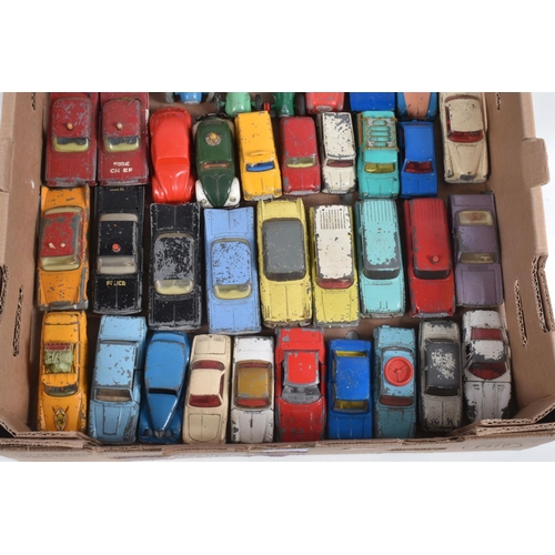 19 - A QUANTITY OF UNBOXED AND ASSORTED PLAYWORN DIECAST CAR AND VAN MODELS, majority are 1950's and 1960... 