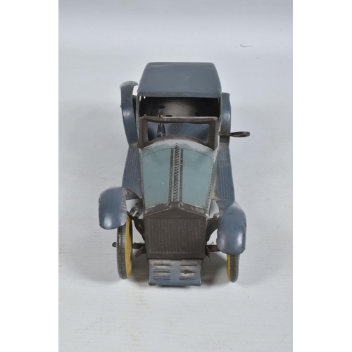 25 - A WELLS TINPLATE CLOCKWORK LIMOUSINE, grey blue body with silver lining, with darker grey wings and ... 