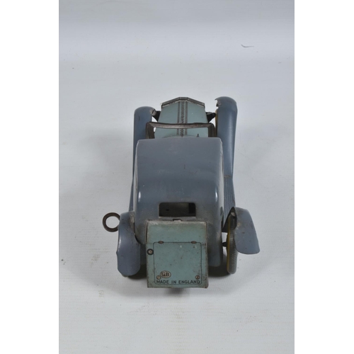 25 - A WELLS TINPLATE CLOCKWORK LIMOUSINE, grey blue body with silver lining, with darker grey wings and ... 