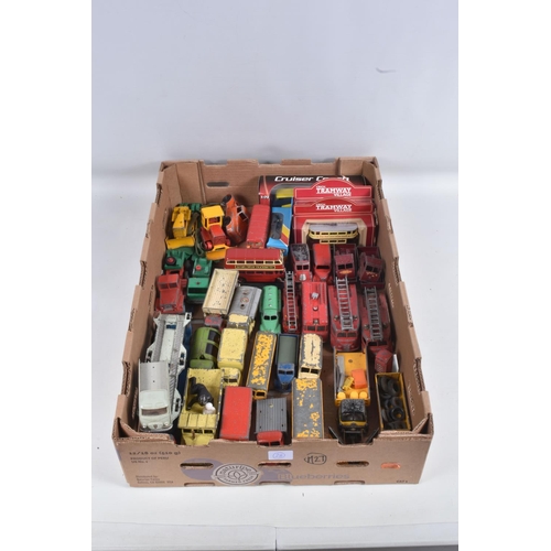 28 - A QUANTITY OF UNBOXED AND ASSORTED PLAYWORN DIECAST VEHICLES, majority are lorries/trucks and agricu... 