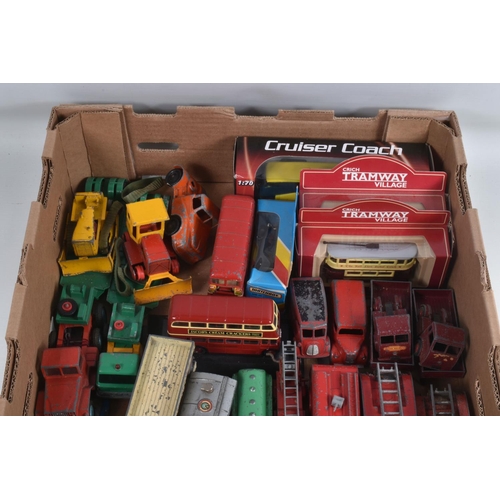 28 - A QUANTITY OF UNBOXED AND ASSORTED PLAYWORN DIECAST VEHICLES, majority are lorries/trucks and agricu... 