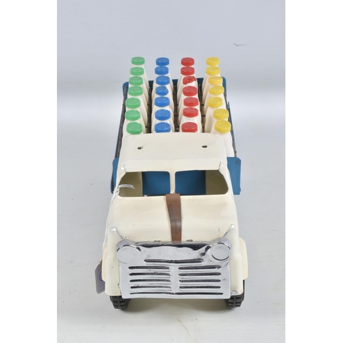 47 - A BOXED TRI-ANG JUNIOR PRESSED STEEL MILK LORRY, missing headboard from cab roof but otherwise appea... 