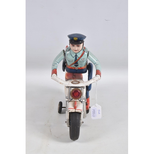 52 - AN UNBOXED MODERN TOYS (JAPAN) BATTERY OPERATED TINPLATE POLICE MOTORBIKE, not tested, appears compl... 