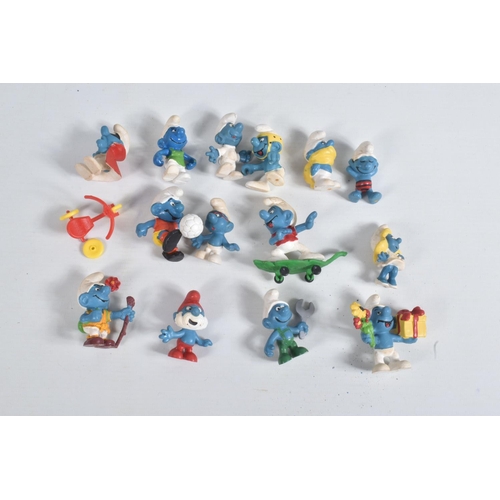 6 - A COLLECTION OF BOXED AND UNBOXED PEYO/SCHLEICH PLASTIC SMURF FIGURES, playworn condition, some appe... 