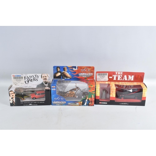 61 - A COLLECTION OF CORGI MOVIE AND TV SERIES THEMES MODEL DIECAST VEHICLES, to include six James Bond 0... 