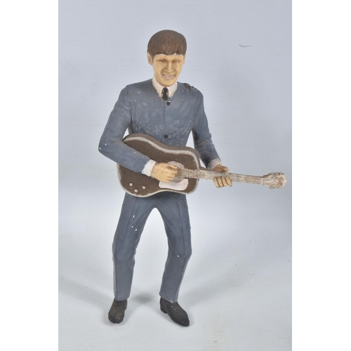 63 - THREE VINTAGE CONSTRUCTED & PAINTED REVELL PLASTIC KIT BEATLES FIGURES, Paul McCartney, George Harri... 