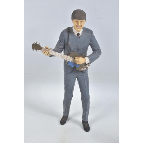 63 - THREE VINTAGE CONSTRUCTED & PAINTED REVELL PLASTIC KIT BEATLES FIGURES, Paul McCartney, George Harri... 