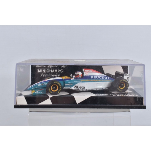 64 - A QUANTITY OF BOXED PAUL'S MODEL ART MINICHAMPS AND MICROCHAMPS FORMULA 1 RACING CAR MODELS, 2 X 1/4... 