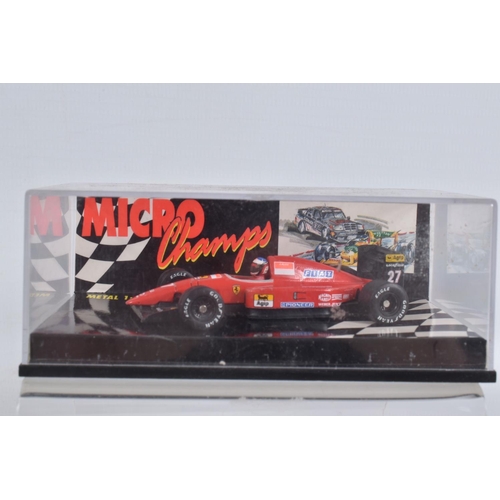 64 - A QUANTITY OF BOXED PAUL'S MODEL ART MINICHAMPS AND MICROCHAMPS FORMULA 1 RACING CAR MODELS, 2 X 1/4... 