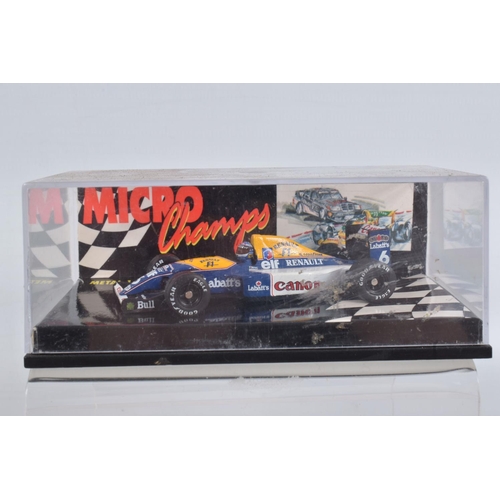 64 - A QUANTITY OF BOXED PAUL'S MODEL ART MINICHAMPS AND MICROCHAMPS FORMULA 1 RACING CAR MODELS, 2 X 1/4... 