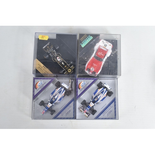 75 - A QUANTITY OF 1:43 SCALE DIECAST MODEL F1 RACE CARS IN THEIR PERSPEX CASE, to include 20 ONYX models... 