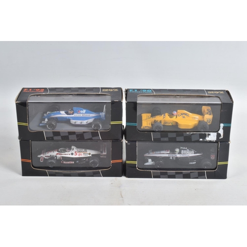 75 - A QUANTITY OF 1:43 SCALE DIECAST MODEL F1 RACE CARS IN THEIR PERSPEX CASE, to include 20 ONYX models... 