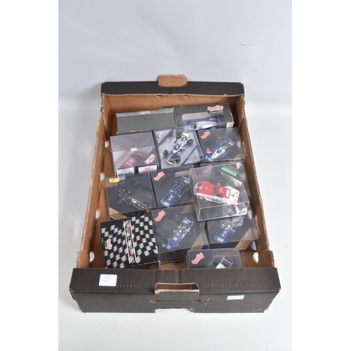 75 - A QUANTITY OF 1:43 SCALE DIECAST MODEL F1 RACE CARS IN THEIR PERSPEX CASE, to include 20 ONYX models... 