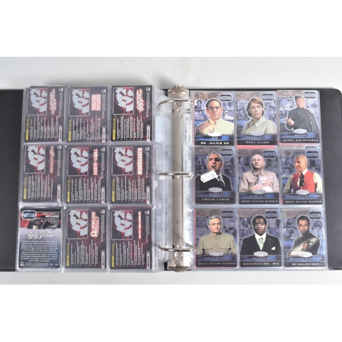 93 - A COLLECTION OF JAMES BOND 007 TRADING CARDS,  to include a binder with cards housed in plastic fold... 