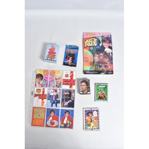 110 - A COLLECTION OF TRADING CARDS, to include a selection of Austin Powers cards in a plastic sleeve, a ... 