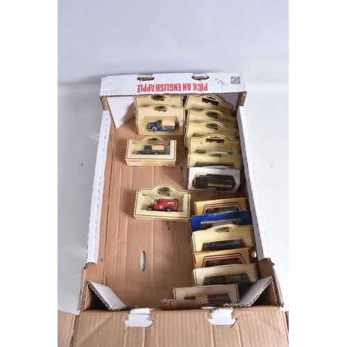 113 - A QUANTITY OF BOXED AND UNBOXED DIECAST MODEL VEHICLES, to include 16 boxed Lledo transport vehicles... 