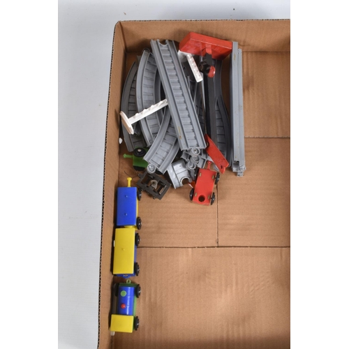 131 - A COLLECTION OF UNBOXED AND ASSORTED PLAYWORN LONE STAR OOO N GAUGE PUSH ALONG RAILWAY ITEMS, assort... 