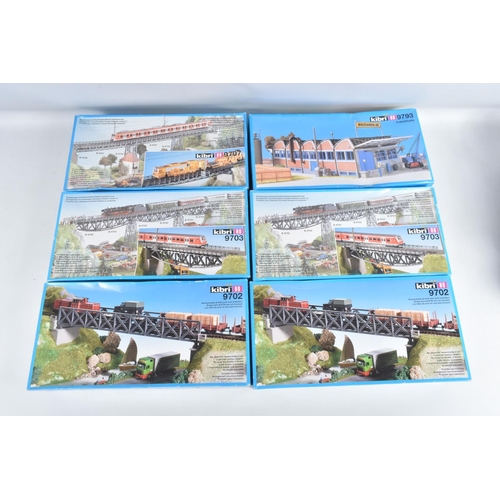 135 - A QUANTITY OF BOXED UNBUILT KIBRI HO SCALE PLASTIC LINESIDE BUILDINGS, STRUCTURES AND ACCESSORY KITS... 