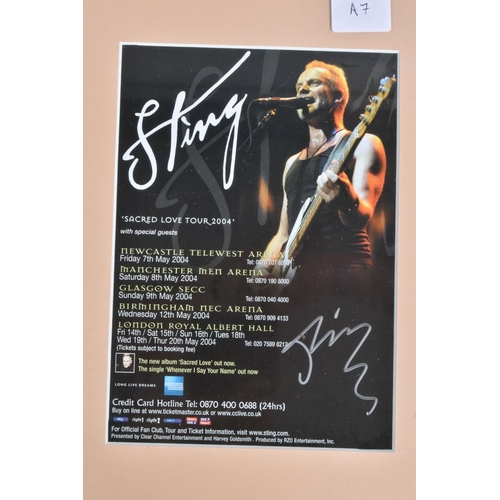 199 - SIGNED AND FRAMED PHOTOGRAPHS OF STING AND OF ELTON JOHN, the framed Sting photograph is a promotion... 