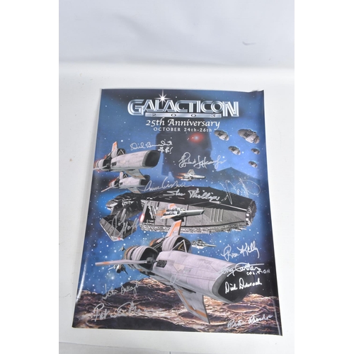 214 - A SELLECTION OF BATTLESTAR GALACTICA AND STARGATE SG.1 COLLECTIBLES, to include a signed Galactica 2... 