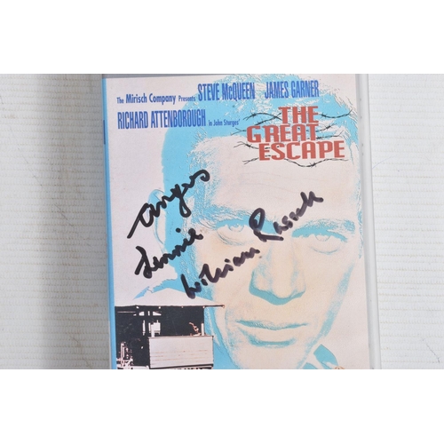 228 - TWO SIGNED 'THE GREAT ESCAPE' PICTURES AND ONE VHS BY ANGUS LENNIE, pictures featuring Steve McQueen... 