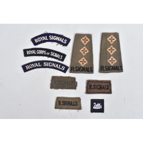 249 - A SELECTION OF ROYAL SIGNALS BADGES,PATCHES,& OTHER MEMORABILIA to include Brass Bed/locker plate, B... 