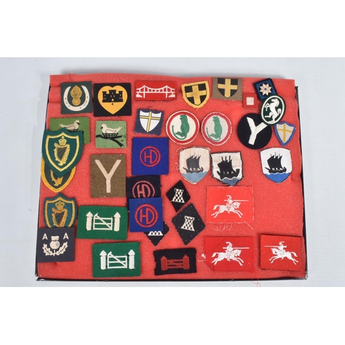 254 - RIKER DISPLAY CASE, containing  over 30 Formation patches to units including Northern Ireland Comman... 