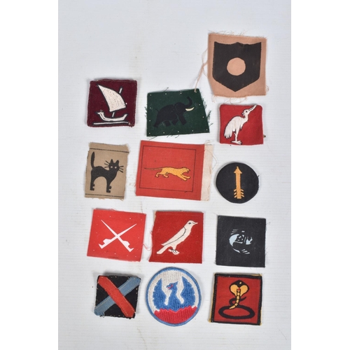 265 - RIKER DISPLAY CASE CONTAINING over 25 WW2 period Formation patches including 404th East Bengal, Sout... 