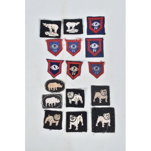 267 - RIKER DISPLAY CASE CONTAINING over 30 formation patches from British Units WW2 era, to include 49th ... 