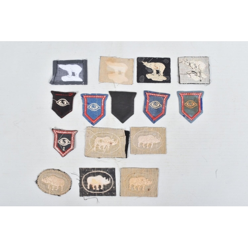 267 - RIKER DISPLAY CASE CONTAINING over 30 formation patches from British Units WW2 era, to include 49th ... 