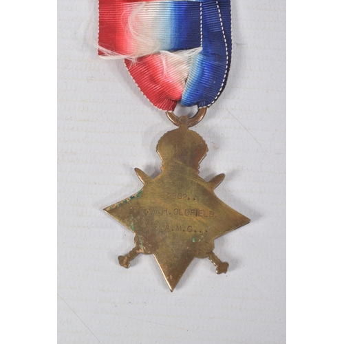 271 - A WWI TRIO OF MEDALS NAMED TO PRIVATE 62902 W.H. OLDFIELD R.A.M.C., records show William Hill Oldfie... 