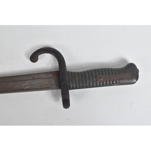 275 - A 19th CENTURY FRENCH RIFLE BAYONET, the top of the blade is inscribed Etienne indicating it was mad... 