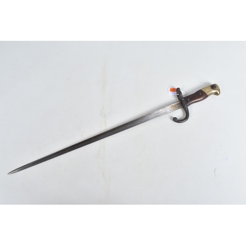 279 - A FRENCH 1977 DATED GRAS BAYONET AND SCABBARD, this is in good condition and the top of the blade is... 