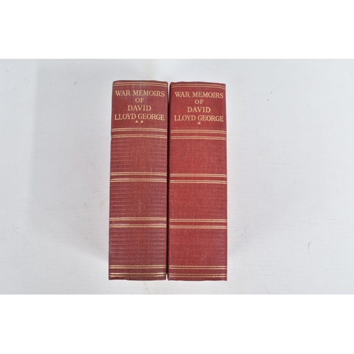 284 - A BOX CONTAING VARIOUS MILITARY THEMED BOOKS, inc two volumes of The memoirs of David Lloyd George, ... 