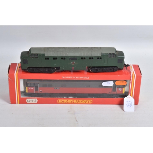 142 - AN UNBOXED HORNBY DUBLO CLASS 55 DELTIC TYPE LOCOMOTIVE, original unnumbered version in B.R. green l... 