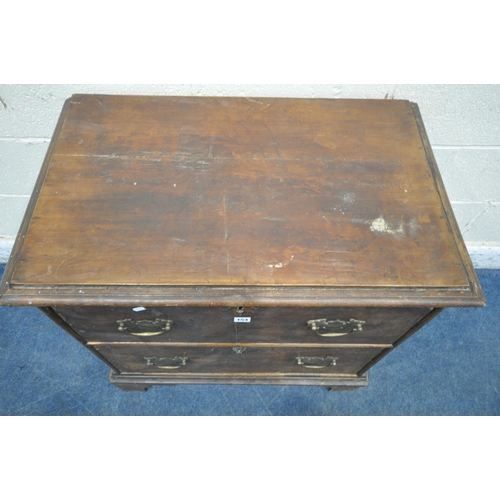 154 - A GEORGIAN AND LATER MAHOGANY CHEST OF TWO DRAWERS, on bracket feet, width 79cm x depth 49cm x heigh... 