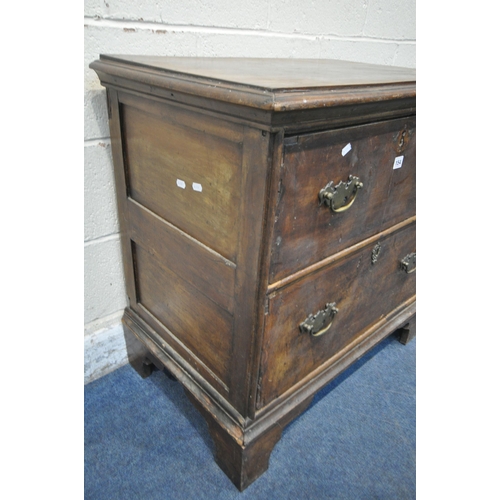 154 - A GEORGIAN AND LATER MAHOGANY CHEST OF TWO DRAWERS, on bracket feet, width 79cm x depth 49cm x heigh... 