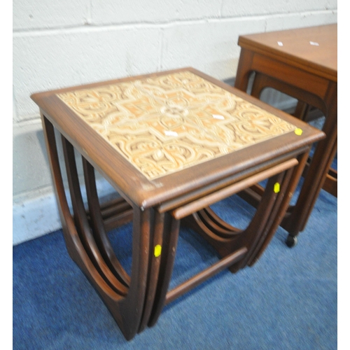 157 - FOUR PIECES OF MID-CENTURY FURNITURE, to include a McIntosh triform teak fold over nest of tables, t... 