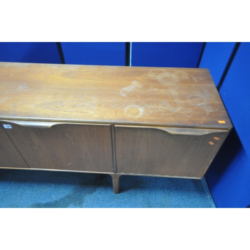 168 - A MID-CENTURY MCINTOSH SIDEBOARD, with a fall front cupboard door, enclosing a black vinyl cutting s... 