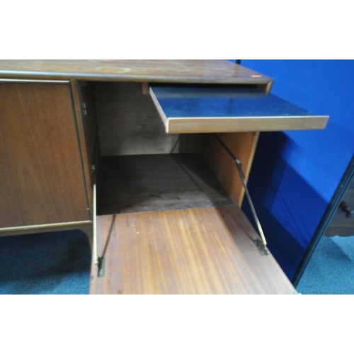 168 - A MID-CENTURY MCINTOSH SIDEBOARD, with a fall front cupboard door, enclosing a black vinyl cutting s... 