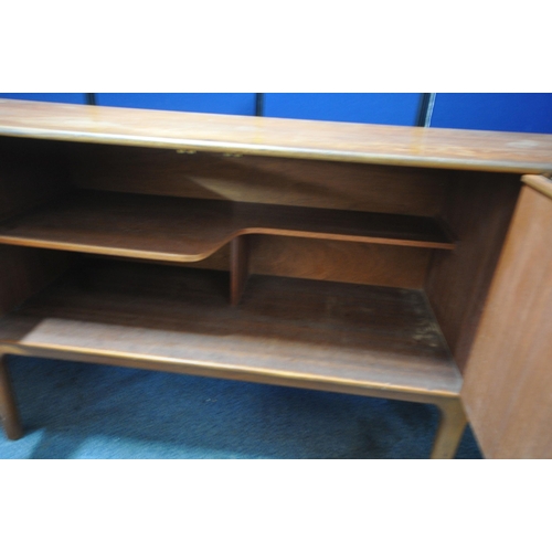 168 - A MID-CENTURY MCINTOSH SIDEBOARD, with a fall front cupboard door, enclosing a black vinyl cutting s... 