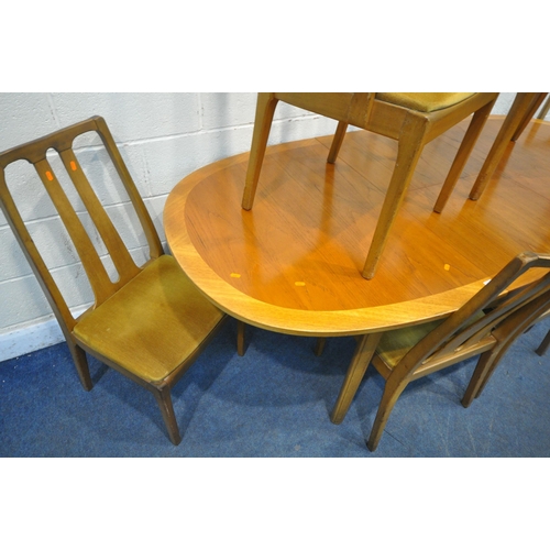 169 - A MID 20TH CENTURY NATHAN TEAK EXTENDING DINING TABLE, with a single folding additional leaf, extend... 