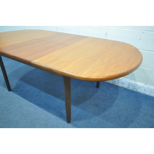 177 - A MID-CENTURY YOUNGER TEAK EXTENDING TABLE, with a single fold out leaf, extended length 205cm x clo... 