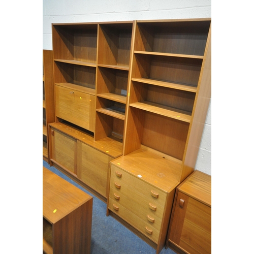 181 - MID-CENTURY DOMINO MOBLER DANISH BOOKCASES, to include two long cabinets with an arrangement of shel... 